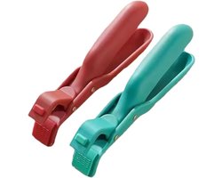 Grijptangen voor hete platen - tangen voor hete platen - multifunctionele anti-verbrandingsklem voor kommen antislip siliconen houder - voor hete borden magnetron keukengereedschap - voor kommen pannen en borden - 2 stuks(Rood en Groen)