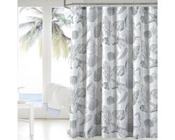 Grijs 3D-gedrukt Zeester en Schelpen Douchegordijn - Waterdicht en Duurzaam 71 x 183 cm