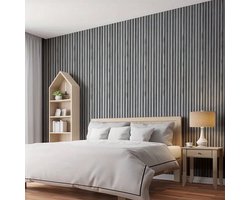 Grijs 3D Zelfklevend Schuimbehang met Houtstructuur – Waterdicht, Geluiddempend & Op Maat Snijdbaar Muurpaneel voor Woonkamer, Slaapkamer, Restaurant of Plafondrenovatie