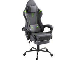 Grijs Gamingstoel Kantoorstoel Computerbureaustoel 360° Rotatie Hoogteverstelbaar Met Massagefunctie Met Armleuningen en Voetsteunen Maximale Belasting 135 KG