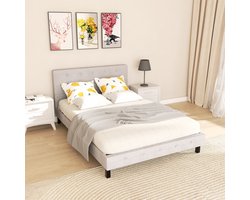 Grijs gestoffeerd opbergbed 140x200 cm - Met ingebouwde opberg, lattenbodem en comfortabel hoofdbord voor een complete slaapoplossing