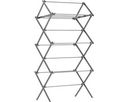 Grijs Staal en PP Wasrek - Afdruiprek - Droogrek - Lichtgewicht - Compact ontwerp - Eenvoudige montage - 37 cm x 75 cm x 135,1 cm