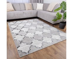 Grijs Tapijt Laagpolig Vloerkleed Koho Marbella - 280x380cm- Modern - Woonkamer - Salon - Slaapkamer - Eetkamer