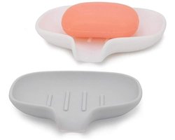 (Grijs + Wit) Tweedelige zelfafvoerende zeepbakjesset geschikt voor onder de douche, geschikt voor het wassen van de handen in de douche/badkamer/keuken.