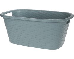 Grijsgroene wasmand 35 liter 60 x 40 x 25 cm - Kunststof/plastic draagmand - De was doen huishoudartikelen - Wasmanden/wasgoedmanden