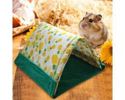 Grijze 2-in-1 Hangmat en Schuilhol (23×15cm) voor Kleine Knaagdieren – Zachte, Warme Slaapplek met Houten Stangen voor Hamsters, Gerbils en Muizen