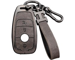 Grijze autosleutel beschermhoes voor 3 knoppen autosleutel met sleutelhanger - Compatibel met diverse Mercedes Benz modellen - Beschermhoes voor autosleutel AMG GLK GLA GLC GLE GLS GT SL SLC SLS SLK