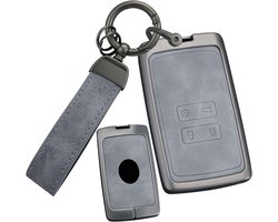 Grijze Autosleutel Cover van Leer voor Renault 5 E-Tech, Clio, Duster en Talisman - Sleutelhanger Bescherming en Stijl