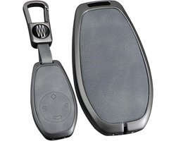 Grijze autosleutelhoes voor Leapmotor-modellen C16, C11, C10, C01, T03 en S01, leren beschermhoes met metalen behuizing en sleutelhanger, ideaal voor autoafstandsbediening
