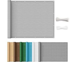 Grijze Balkonscherm 125 x 950 cm UV-Bestendig en Ademend Privacydoek voor Balkonbalustrades