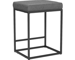 Grijze Barkruk met Voetsteun - Hoogte 24 inch - 2 stuks - PU Leer