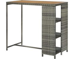 Grijze Bartafel - Buitenbar Tafel Tafel - Drankjes Serveren - Met Opbergplanken - 120 x 60 x 110 cm - Bruin