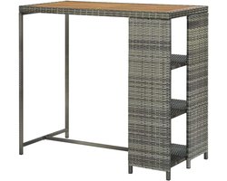 Grijze bartafel - Hoge tafel - Buiten genieten - Met opbergplanken - 120 x 60 x 110 cm - Bruin
