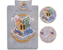Grijze beddengoedset 135x200cm Hogwarts Harry Potter, OEKO-TEX gecertificeerd