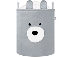 Grijze Beer Speelgoedopbergmand - XXL Waterdichte Opbergbox - Berenhoofd Design - Polyester Kist - 63 Liter - 40x40x50 cm - Speelgoedmand - Wasmand - Kledingmand - Sipo