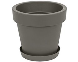 Grijze bloempot 20 cm diameter met schotel - Perfect voor tuin en balkon