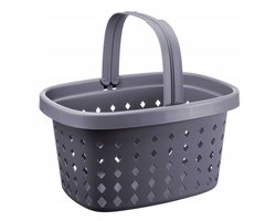 Grijze boodschappenmand 20L - 32x23x42 cm, lichtgewicht organizer