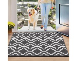 Grijze deurmat voor binnen, 60x90 cm, wasbare vuilvangmat met antislip