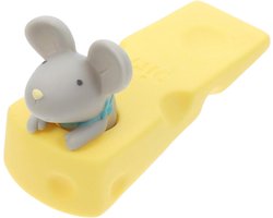 Grijze deurstopper - deurwig van pvc voor huisdeur vingerbescherming en woondecoratie - Geschikt voor tapijt, hout, tegels en beton - Ontwerp cartoon.