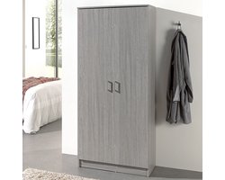 Grijze Eik Opbergkast Ray 80 Cm Met 2 Deuren En 4 Planken
