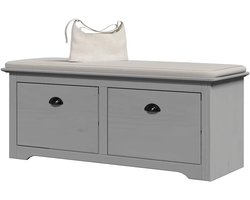 Grijze Gangbank - Halbank met lades - Entree Organiseren - Massief grenenhout - 114x40x45cm - Grijs