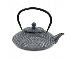 Grijze gietijzeren theepot 1250ml met RVS infuser, Japans design