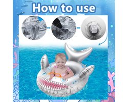 Grijze haai zwemring, opblaasbaar speelgoed voor zwembad, kinderen, zwemring, zwembad en waterspelletjes op het strand voor kinderen en volwassenen