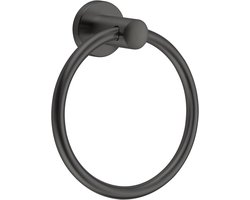 Grijze Handdoekring voor Badkamer - Wandgemonteerde Handdoekhouder van Roestvrij Staal met PVD Afwerking, Duurzaam en Modern Design