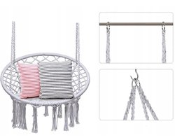 Grijze Hangmat Stoel - Boho Schommel voor Binnen & Buiten