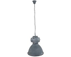 Grijze industriële hanglamp Densi 7779GR Ø47 cm van Mexlite - Hoogte instelbaar, gemaakt van glas en metaal, perfect voor binnengebruik