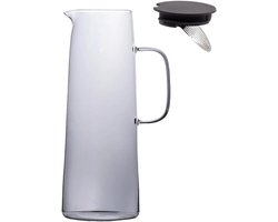 Grijze Karaf Glas - 1.7 Liter Capaciteit - Glazen Waterkan met Deksel en Zeef voor Warme en Koude Dranken Thee Sap Limonade.