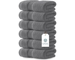 Grijze katoenen handdoeken set van 6 - Luxe hotelkwaliteit, 100% katoen, 40 x 76 cm, zeer absorberend