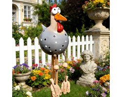 Grijze Keramische Kippenfiguur voor Tuin