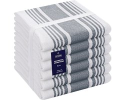 Grijze Keukendoeken Set - 6 Katoenen Theedoeken 40,6 x 66 cm - Absorberend en Sneldrogend