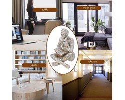 Grijze Kinderboekenplank met Lezende Vrouw Figurine van Hars - Decoratieve Boekensteun voor Thuis en Kinderkamer