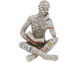 Grijze Kinderboekenplank met Lezende Vrouw van Hars - Decoratieve Boekensteun voor Thuis en Kinderkamer, Creatieve Interieuraccessoire