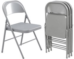 Grijze Klapstoelen - Metalen Stoelen - Feest en Evenementen - Verdikt Stalen Frame - 4 stuks - Grijs