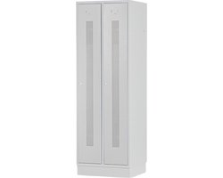 Grijze kleerkast met 2 geperforeerde deuren MW Tools KL20G