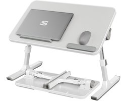 Grijze laptoptafel 52x30x23 cm met lade en aluminium frame – Grijs