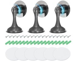 Grijze Magnetische Deurstoppers - 3 Stuks - Zware Magneten Met Plakband en Schroeven