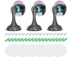 Grijze Magnetische Deurstoppers - 3 Stuks - Zware Magneten Met Plakband en Schroeven