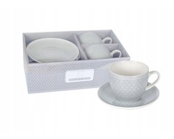 Grijze Mokken met Schotels, 250 ml, Set van 2, Cadeau