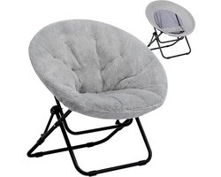 Grijze Moon stoel - Opvouwbare schotelstoel - Pluche comfort voor woonkamer/slaapkamer