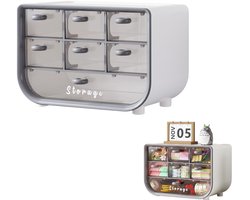 Grijze multifunctionele opbergdoos - Bureau-organizer - Gecategoriseerde opbergruimte - Geschikt voor het opbergen van cosmetica, schrijfwaren, sieraden, enz. - 18*11*12 cm