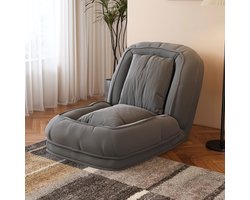Grijze Opvouwbare Ergonomische Slaapbank - 5-voudig Verstelbaar (90°-180°) - Met 2 Kussens - Geschikt voor Volwassenen en Huisdieren - Plaatsbesparend - Multifunctioneel voor Woonkamer, Slaapkamer en Leeshoek
