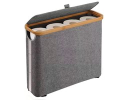 Grijze Opvouwbare Toiletpapierhouder met Deksel – Ruimtebesparende Badkamer Organizer