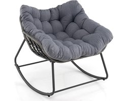 Grijze oversized schommelstoel - Met dik afneembaar kussen - Voor binnen/buiten gebruik