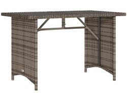 Grijze Polyrotan Tuintafel met Glazen Tafelblad 110x68 cm