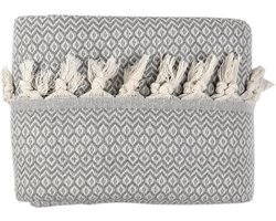 Grijze Reversible Tweepersoons Bedsprei van Katoen voor Bank, Stoel en Bed