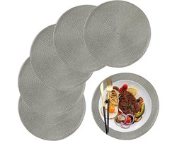 Grijze ronde afwasbare hittebestendige placemats voor keuken eettafel hotel huisfeest bruiloft - 32 cm
